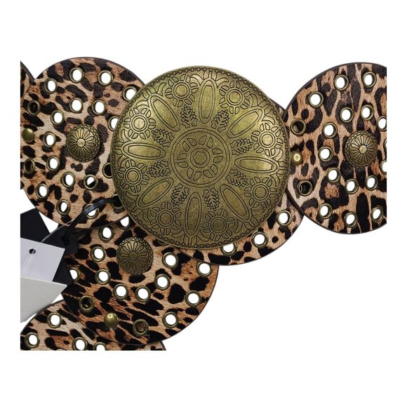 La Valentina Leopard Print Belt Concho With Medallion Accent M/L 48" Long - Picture 3 of 12